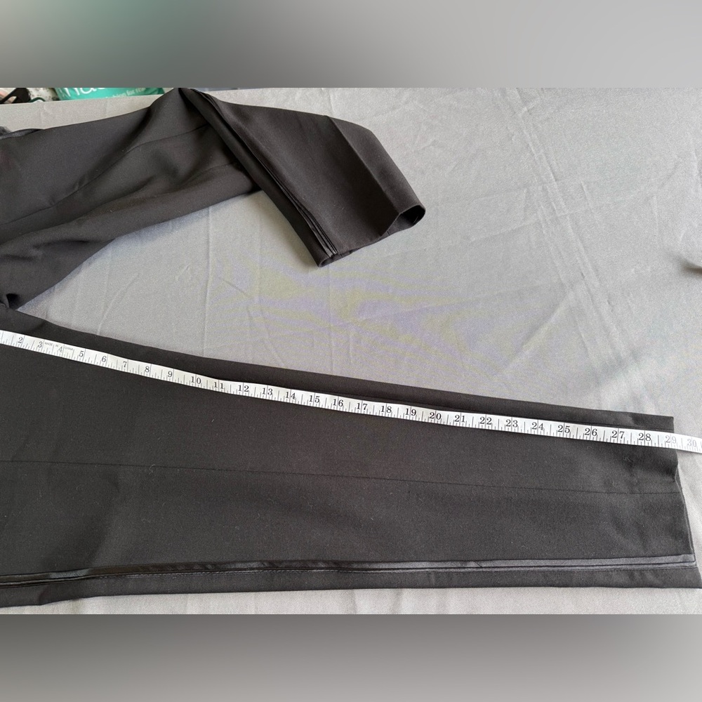ME+EM Black Tie Waist Cropped Dress Pants Size 12 Satin Stripe Slim Career Chic - Picture 4 of 12
